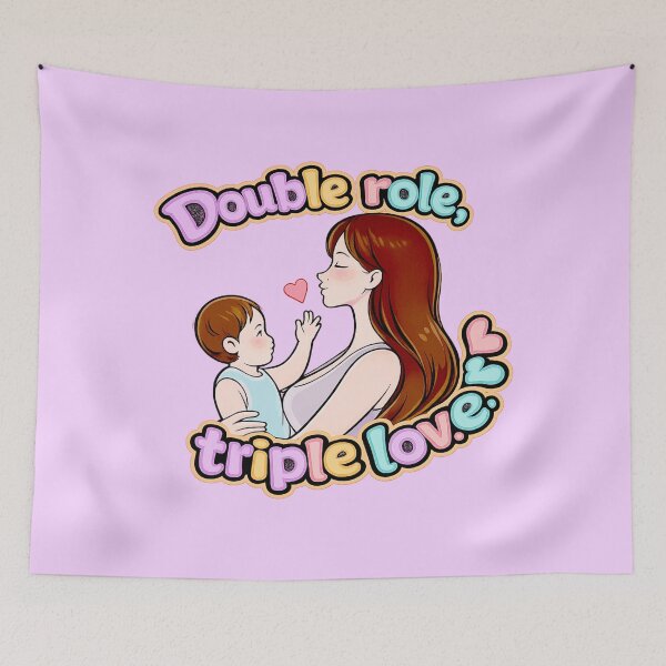 Item preview, Double Role Triple Love | Gift for Working Mom | Kawaii Mother and Child Art. Single mom. designed and sold by Kittcatking.