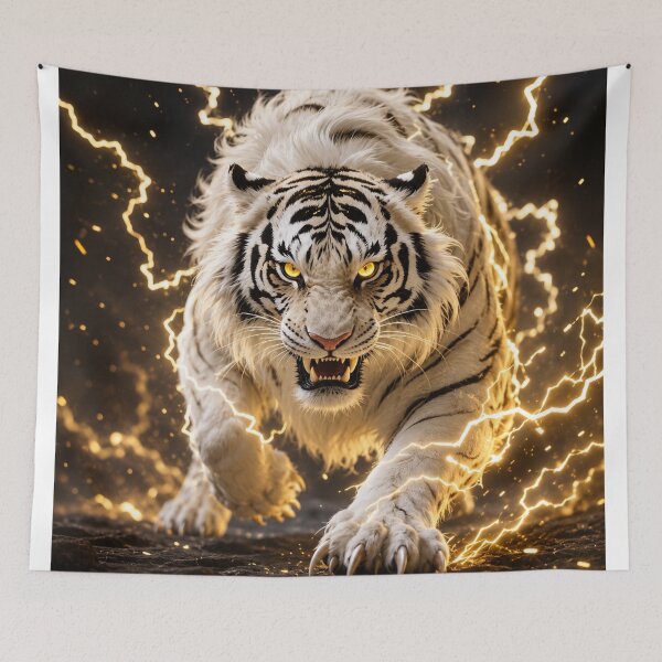 Item preview, White Tiger of Lightning  designed and sold by INKRebelGraphic.