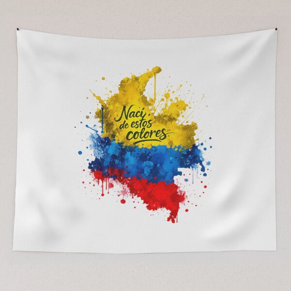 Item preview, I Was Born of These Colors – Colombia Watercolor Flag | Colombian Pride Paint Splash | Patriotic Typography Art Sticker designed and sold by Kittcatking.
