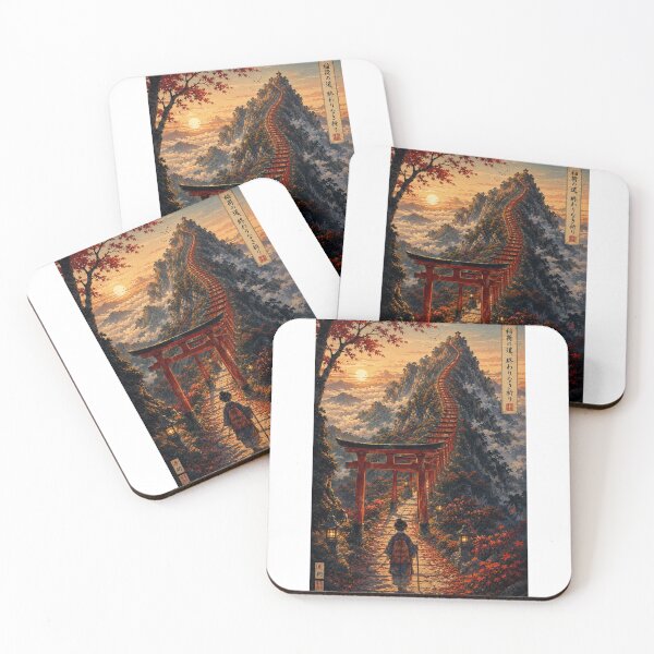 Item preview, The Torii of the Eternal Mountain – Japanese Ukiyo-e Fantasy Landscape designed and sold by Substance_life.
