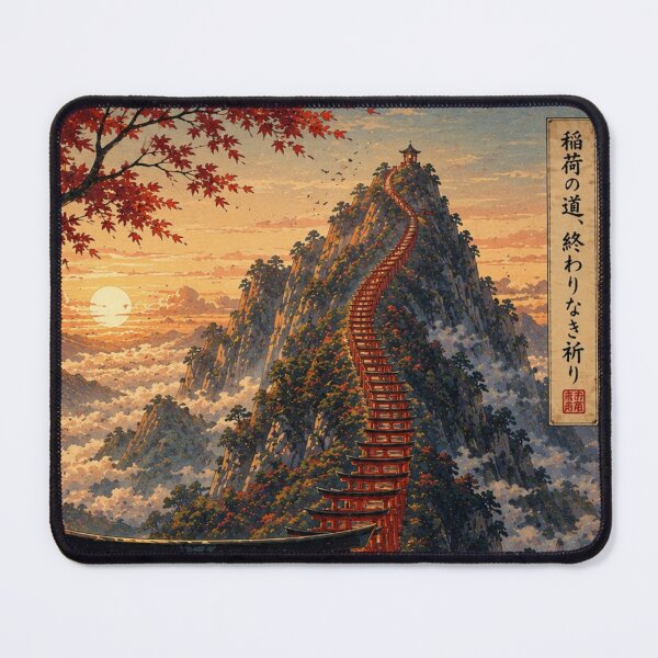 Item preview, The Torii of the Eternal Mountain – Japanese Ukiyo-e Fantasy Landscape designed and sold by Substance_life.