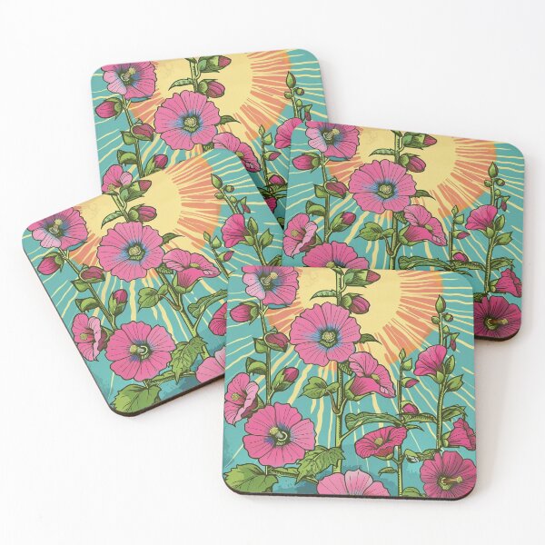 Item preview, Radiant Retro Summer Hollyhock Garden designed and sold by Pierce Millington Gallery.