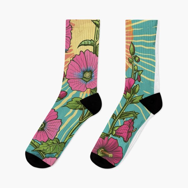 Item preview, Radiant Retro Summer Hollyhock Garden designed and sold by Pierce Millington Gallery.
