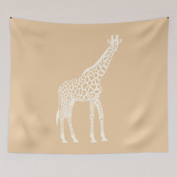 Item preview, Cream Monochrome Giraffe on Orange Scandinavian Style Animal Illustration designed and sold by Nasdigitalart.