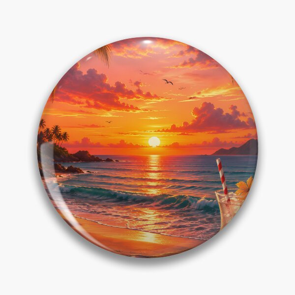 Item preview, Sunset Sips Tropical Beach Cocktail Sunset Palm Trees Design designed and sold by Genesis-Ink.