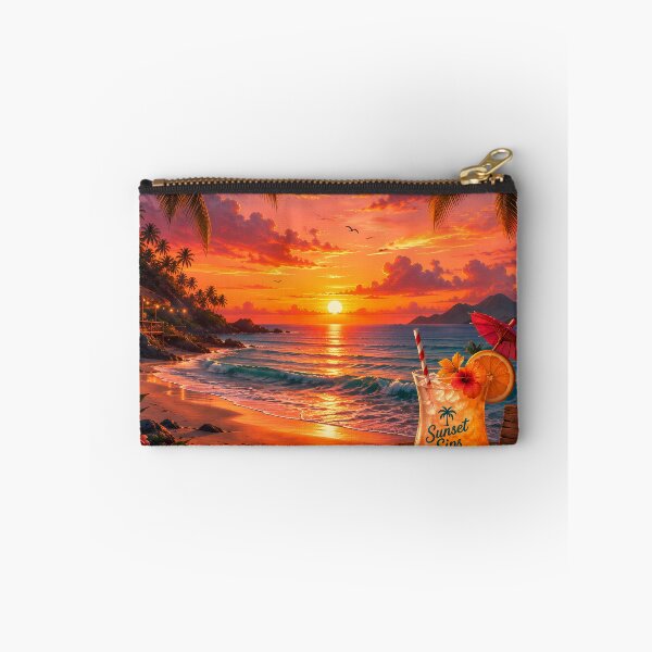 Item preview, Sunset Sips Tropical Beach Cocktail Sunset Palm Trees Design designed and sold by Genesis-Ink.