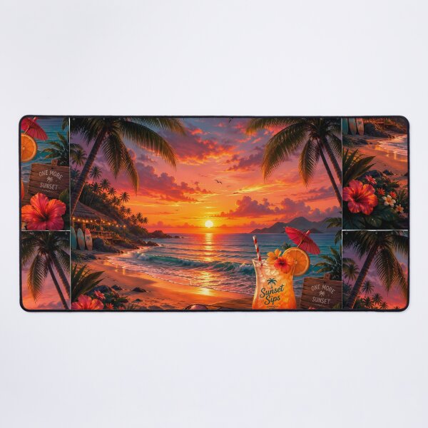 Item preview, Sunset Sips Tropical Beach Cocktail Sunset Palm Trees Design designed and sold by Genesis-Ink.