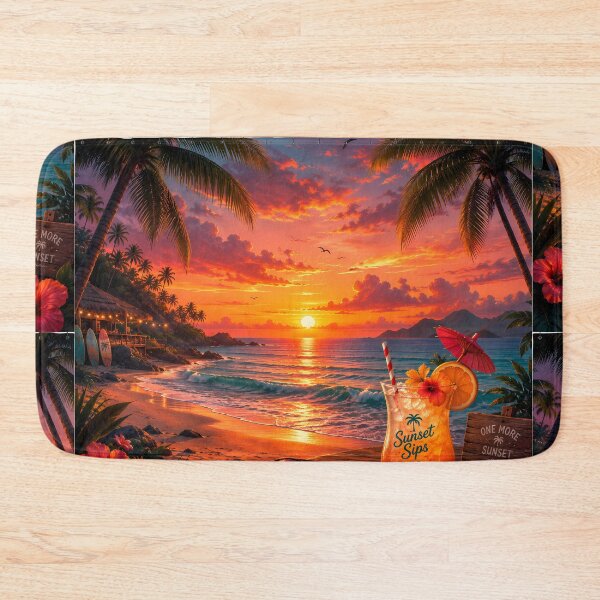 Item preview, Sunset Sips Tropical Beach Cocktail Sunset Palm Trees Design designed and sold by Genesis-Ink.