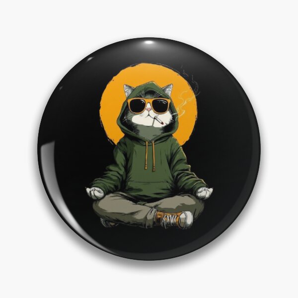 Item preview, Cool Zen Cat Smoking In Hoodie And Sunglasses designed and sold by TeeStyle.mr.