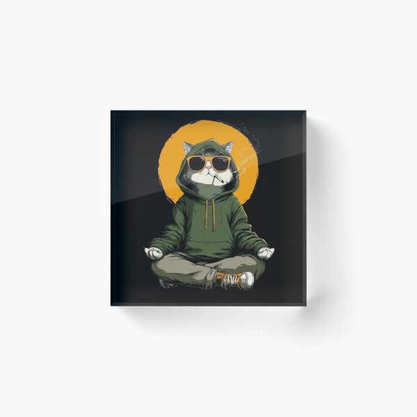 Item preview, Cool Zen Cat Smoking In Hoodie And Sunglasses designed and sold by TeeStyle.mr.