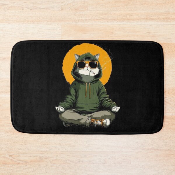 Item preview, Cool Zen Cat Smoking In Hoodie And Sunglasses designed and sold by TeeStyle.mr.