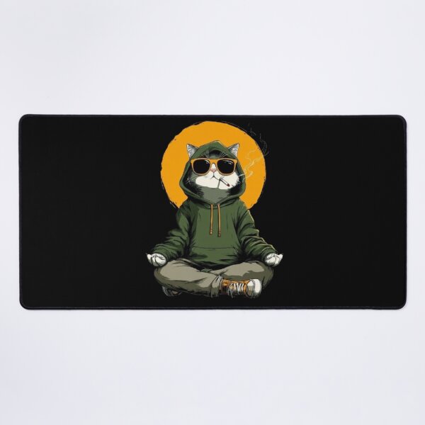 Item preview, Cool Zen Cat Smoking In Hoodie And Sunglasses designed and sold by TeeStyle.mr.