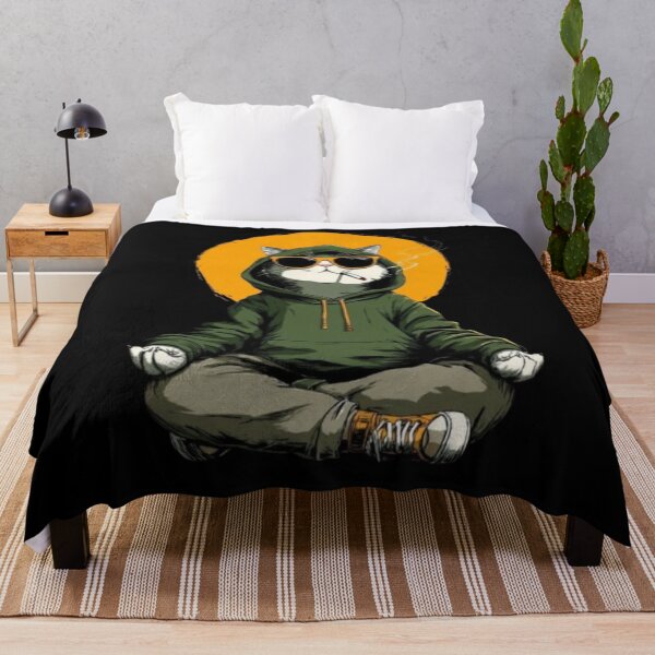 Item preview, Cool Zen Cat Smoking In Hoodie And Sunglasses designed and sold by TeeStyle.mr.