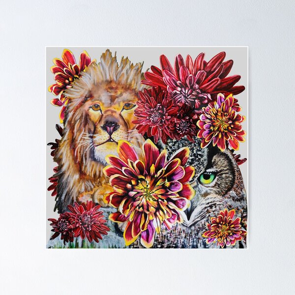 Item preview, Lion, Green Eyed Owl Background 1 designed and sold by nastiaart.