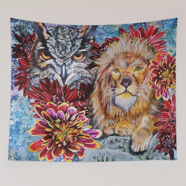 Item preview, Red eyed Owl, Lion Background 2 designed and sold by nastiaart.