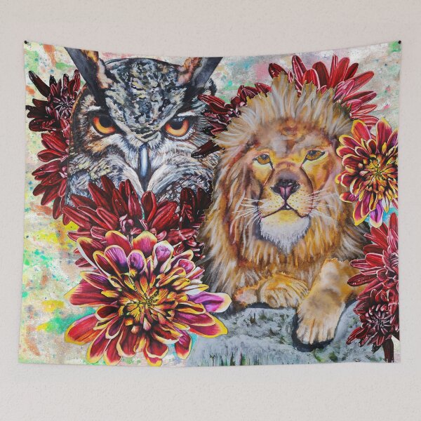 Item preview, Red eyed Owl, Lion Background 3 designed and sold by nastiaart.