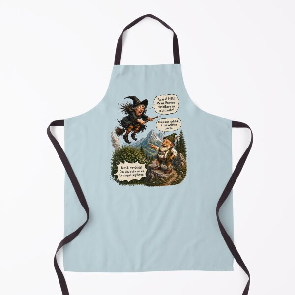 Item preview, Funny Bavarian Gnome & Panicked Witch – Brake Failure! | German Fantasy Humor designed and sold by Alpine-Ink.