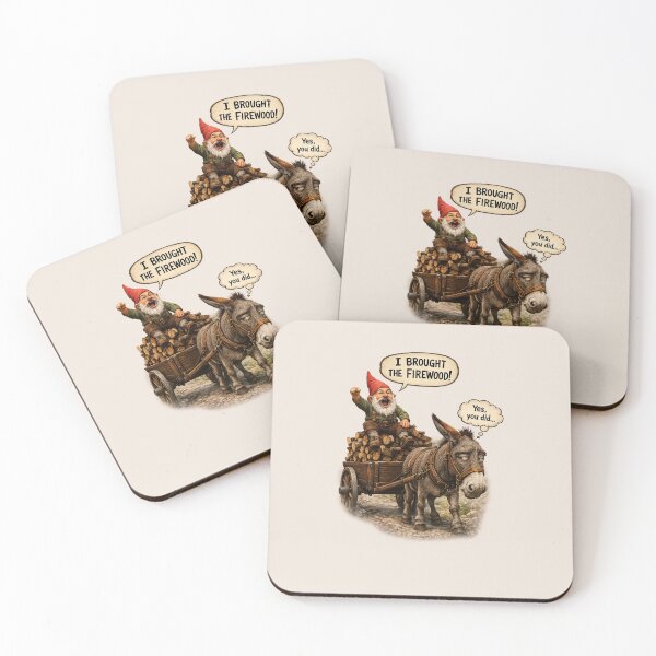 Item preview, I Brought the Firewood! Funny Gnome and Donkey Cartoon designed and sold by Alpine-Ink.
