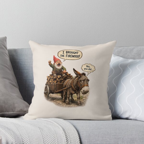 Item preview, I Brought the Firewood! Funny Gnome and Donkey Cartoon designed and sold by Alpine-Ink.