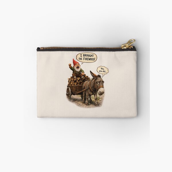 Item preview, I Brought the Firewood! Funny Gnome and Donkey Cartoon designed and sold by Alpine-Ink.