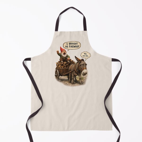 Item preview, I Brought the Firewood! Funny Gnome and Donkey Cartoon designed and sold by Alpine-Ink.