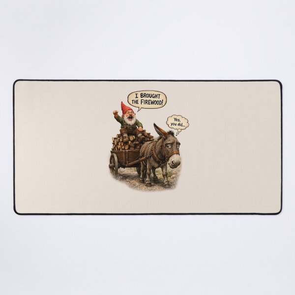 Item preview, I Brought the Firewood! Funny Gnome and Donkey Cartoon designed and sold by Alpine-Ink.