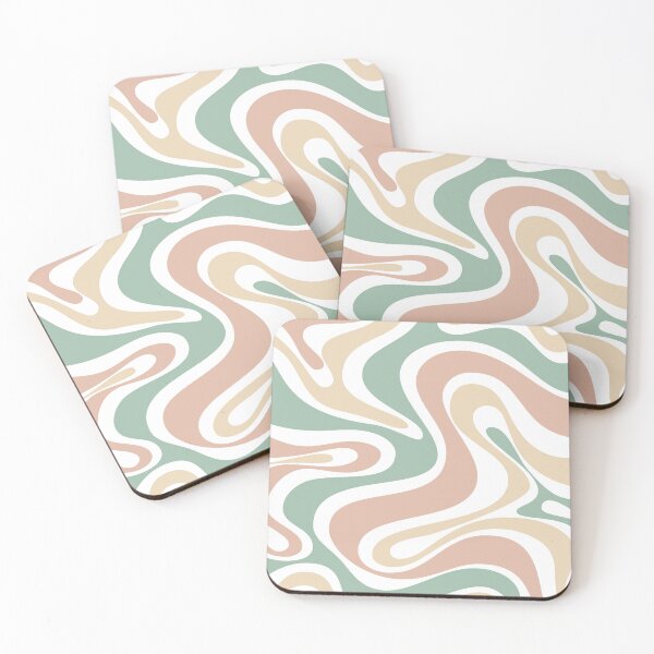 Item preview, Liquid Swirl Retro Abstract in Light Sage Celadon Green, Light Blush, Cream, and White designed and sold by Differenceee.