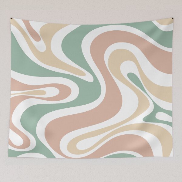 Item preview, Liquid Swirl Retro Abstract in Light Sage Celadon Green, Light Blush, Cream, and White designed and sold by Differenceee.