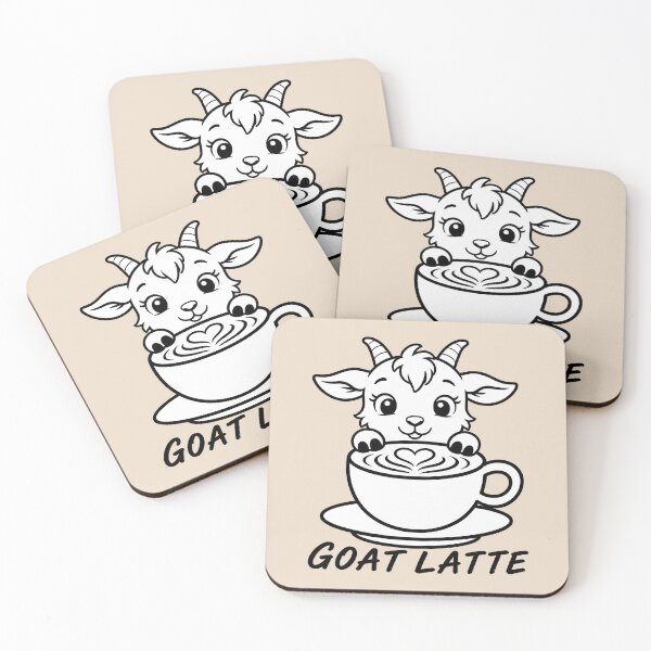 Item preview, ☕ BREWED BEASTIES COLLECTION ☕ - FARM FRIENDS - Goat Latte designed and sold by WheelieGdArt.