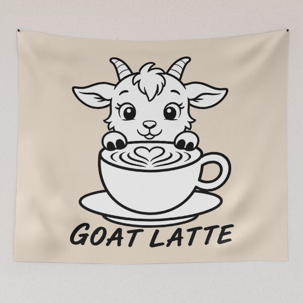 Item preview, ☕ BREWED BEASTIES COLLECTION ☕ - FARM FRIENDS - Goat Latte designed and sold by WheelieGdArt.