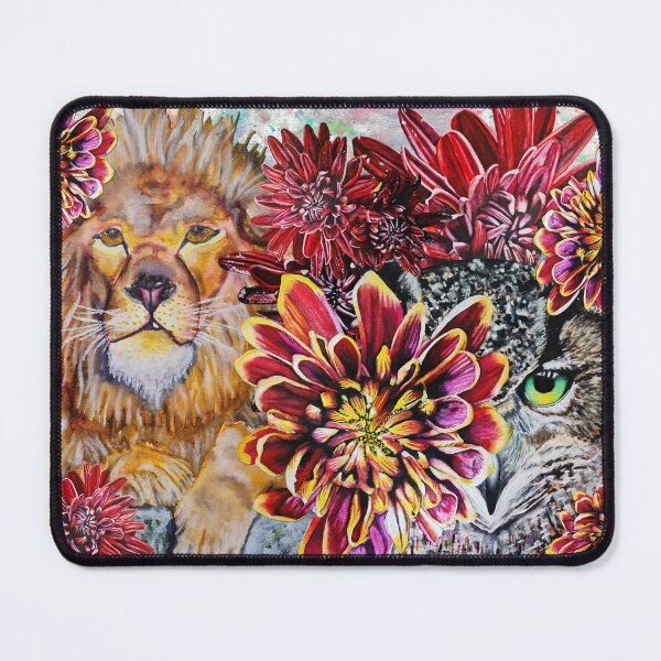 Item preview, Green Eyed Owl, Lion, Chrysanthemums Background 3 designed and sold by nastiaart.