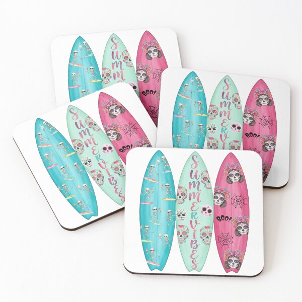 Item preview, Summer Vibes Day of the Dead Surfboard Collection | Unique Sugar Skull & Skeleton Art designed and sold by VibranPalette.