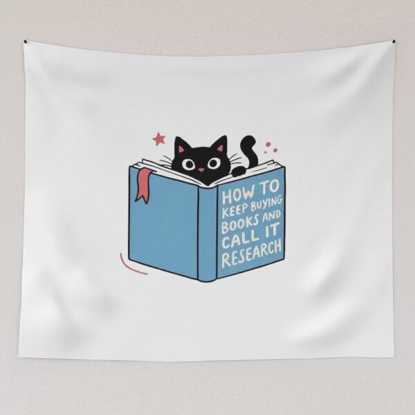 Item preview, How to Keep Buying Books and Call It Research Cute Cat Reading Book Design designed and sold by Charonde.