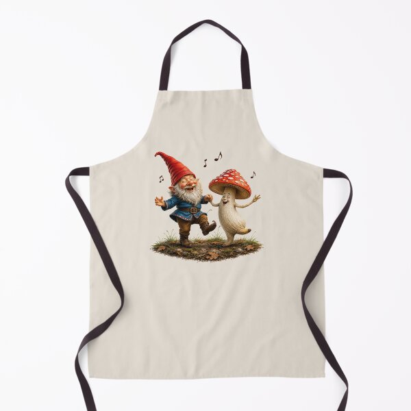 Item preview, Happy Gnome Dancing with Smiling Mushroom | Whimsical Forest Fantasy designed and sold by Alpine-Ink.