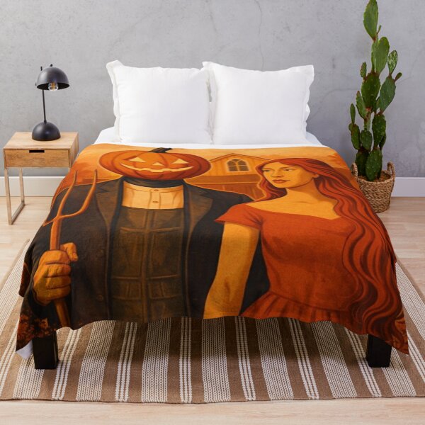 Item preview, Headless Horseman Autumn Couple – Vintage Halloween Folk Art designed and sold by TheHorsemanRidesAgain.