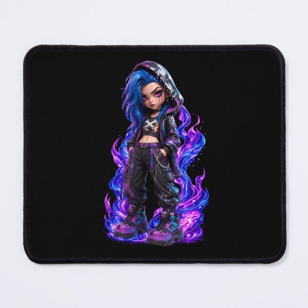 Item preview, Cyberpunk Chibi Girl with Neon Flames, Modern Urban Digital Art designed and sold by Talinowe.