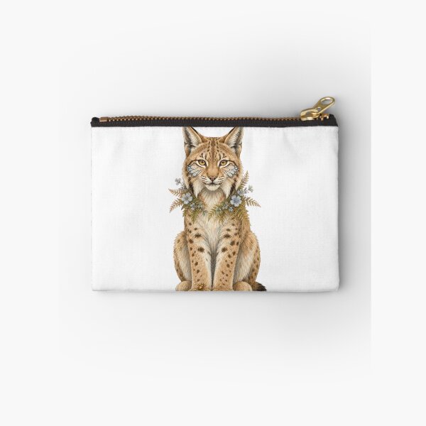 Item preview, Delicate Lynx with Butterfly Fern Collar designed and sold by Whimsy Paw Studio | Cute Animal Art.
