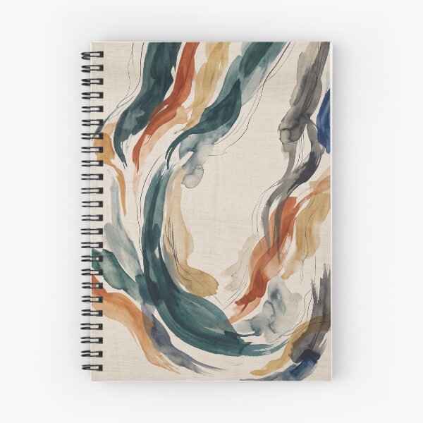Item preview, Off-White Abstract Swirl Pattern | Dark Blue, Orange & Brown Modern Textile Design | Elegant Fashion Print designed and sold by Softbear Atelier.