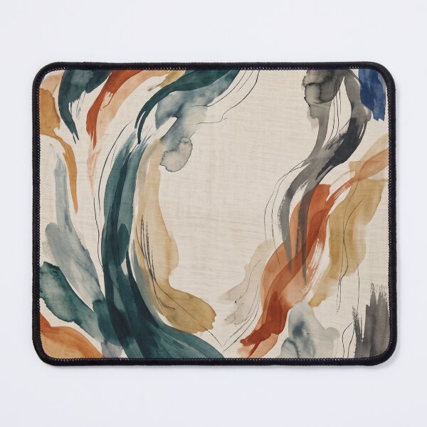 Item preview, Off-White Abstract Swirl Pattern | Dark Blue, Orange & Brown Modern Textile Design | Elegant Fashion Print designed and sold by Softbear Atelier.