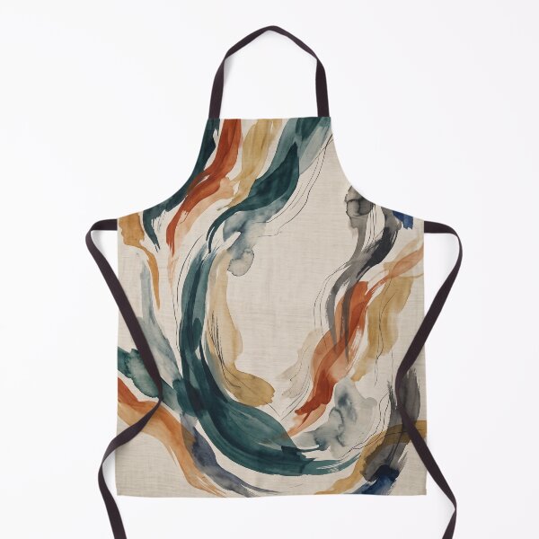 Item preview, Off-White Abstract Swirl Pattern | Dark Blue, Orange & Brown Modern Textile Design | Elegant Fashion Print designed and sold by Softbear Atelier.
