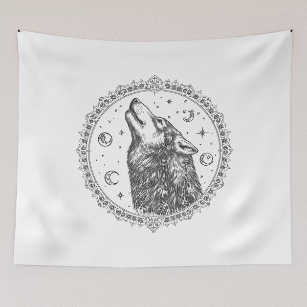 Item preview, Howling Wolf Mandala Line Art Illustration designed and sold by Oddifys.