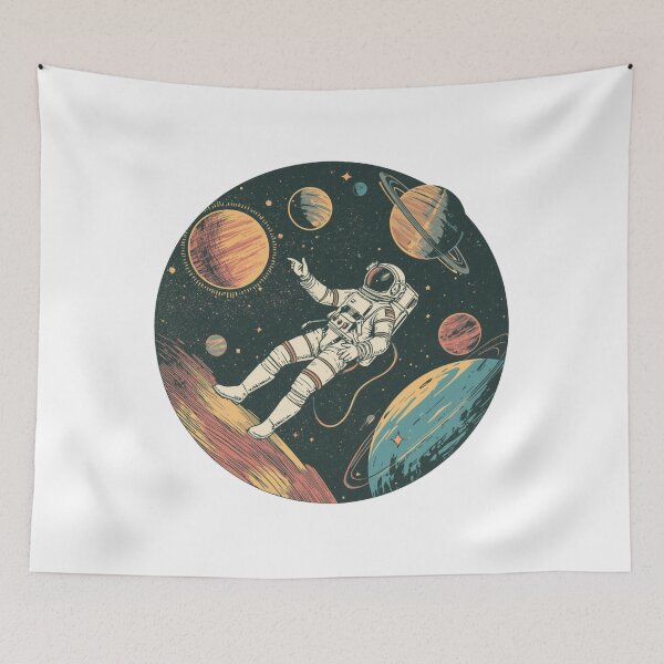 Item preview, Retro Astronaut Floating in Space Illustration designed and sold by Oddifys.