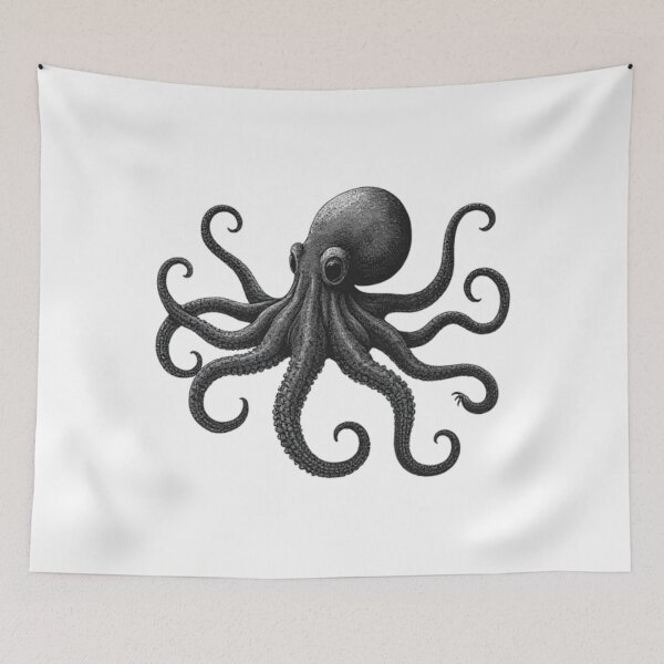 Item preview, Vintage Engraved Octopus Illustration Design designed and sold by Oddifys.