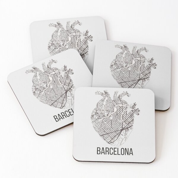Item preview, Map of Barcelona in the shape of a heart designed and sold by Purpleclomb.
