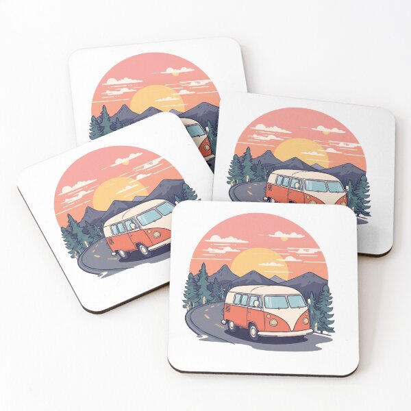 Item preview, Retro Camper Van Mountain Sunset Illustration designed and sold by Oddifys.
