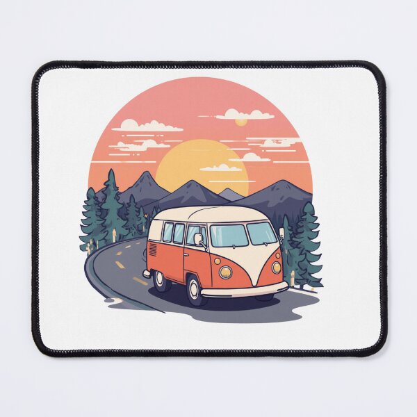 Item preview, Retro Camper Van Mountain Sunset Illustration designed and sold by Oddifys.