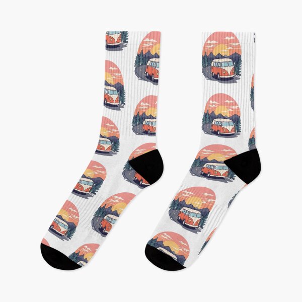 Item preview, Retro Camper Van Mountain Sunset Illustration designed and sold by Oddifys.