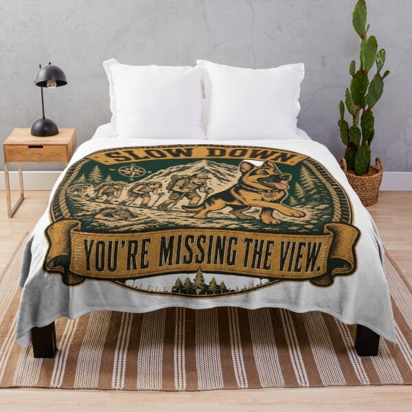 Item preview, Slow Down You're Missing the View German Shepherd Hiking designed and sold by freshwear design.