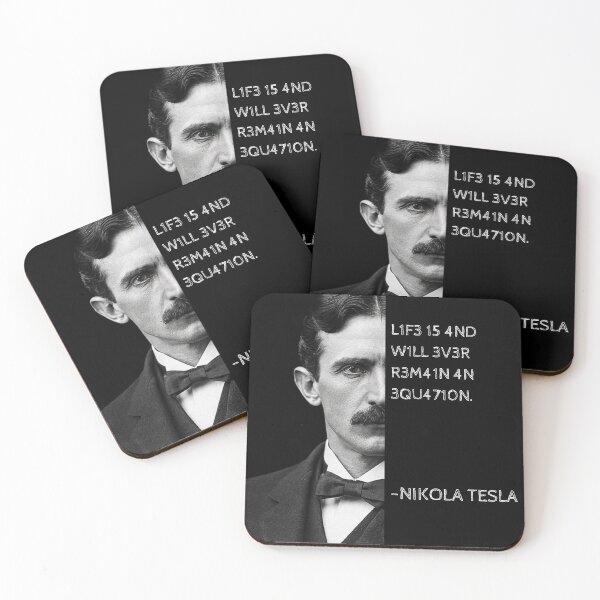 Item preview, Nikola Tesla Leet Speak Quote Art - "Life is and will ever remain an equation." designed and sold by UrbanStoic.