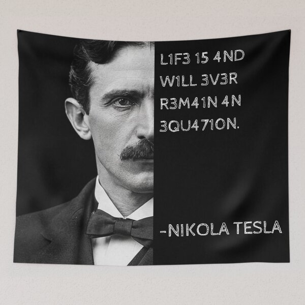 Item preview, Nikola Tesla Leet Speak Quote Art - "Life is and will ever remain an equation." designed and sold by UrbanStoic.